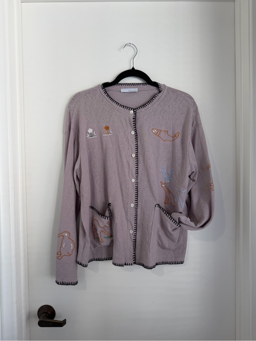 Lavender Embroidered Button-Front Cardigan-NWOT